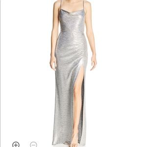 Avery G Metallic Drape Neck Gown. Worn once!